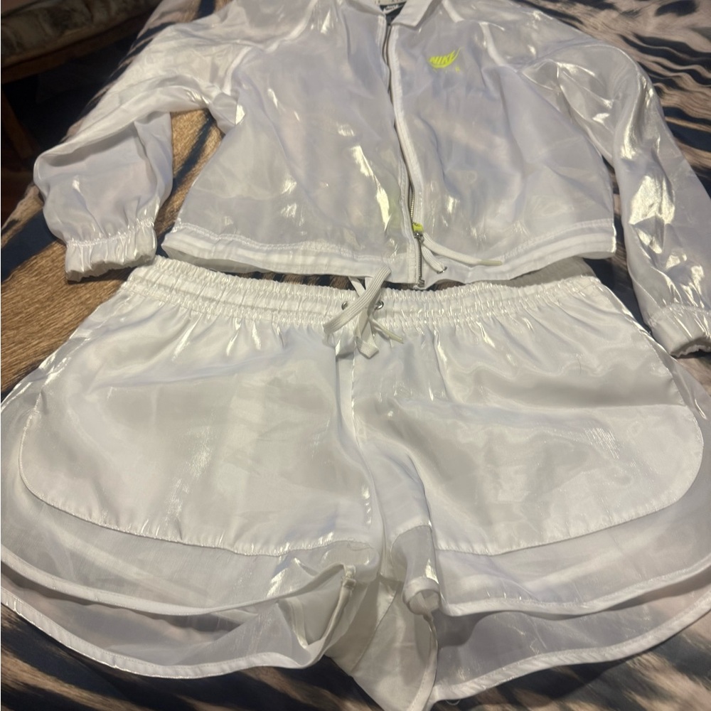 White Sheer Jacket and Shorts Set